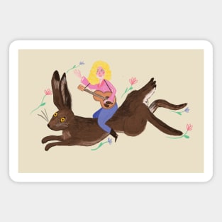 Dolly Parton riding a hare Magnet